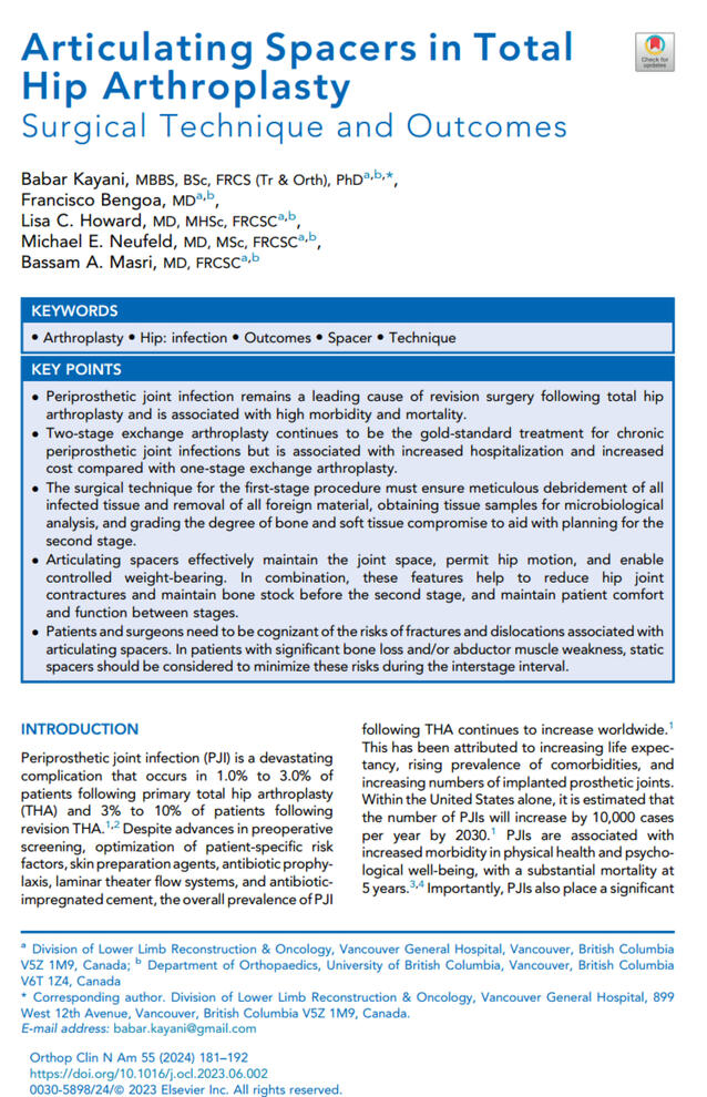 Articulating spacers in total hip arthroplasty