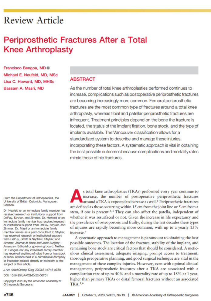 Periprosthetic fractures review Periprosthetic fractures review